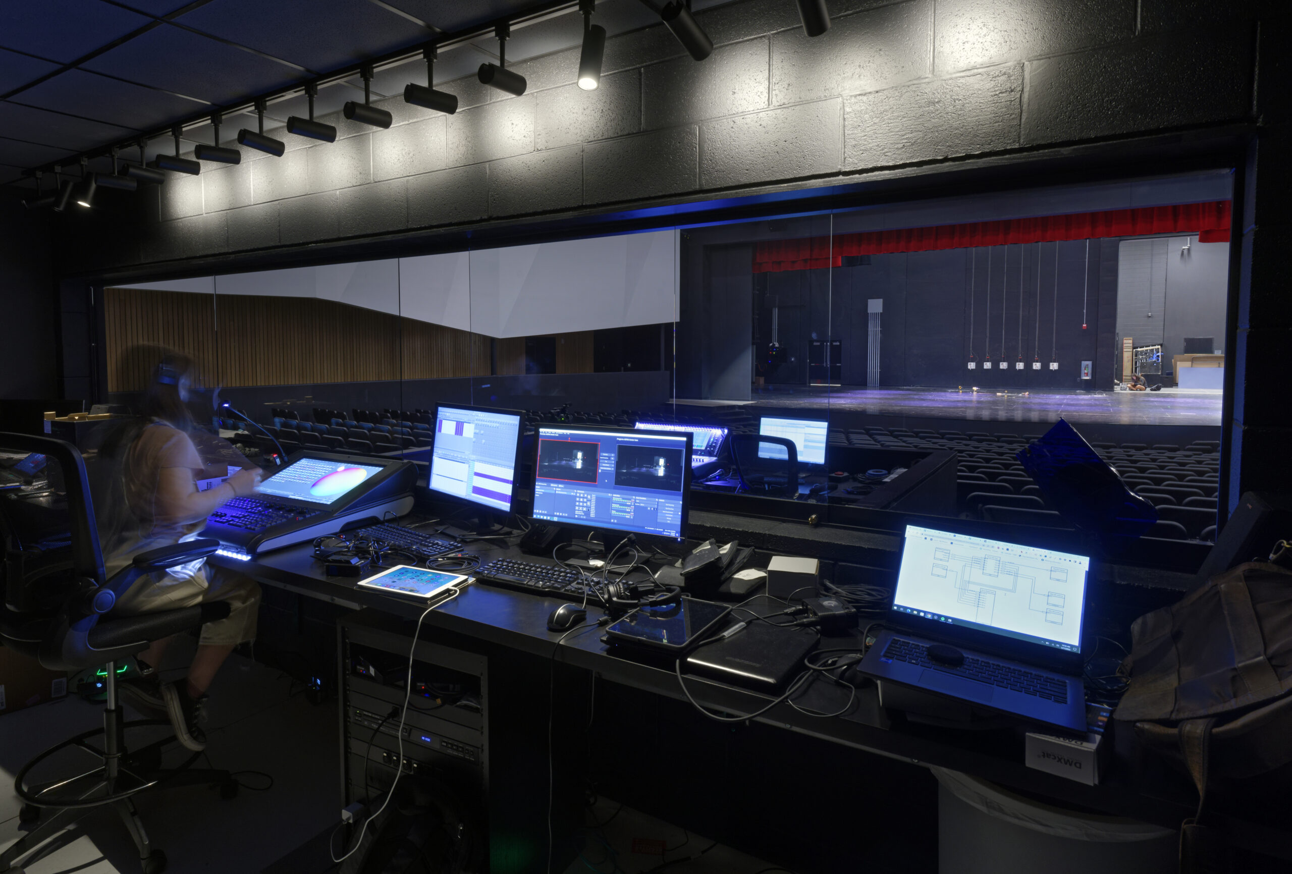 Nixa High School Aetos Center for the Performing Arts Audio Visual Control Booth